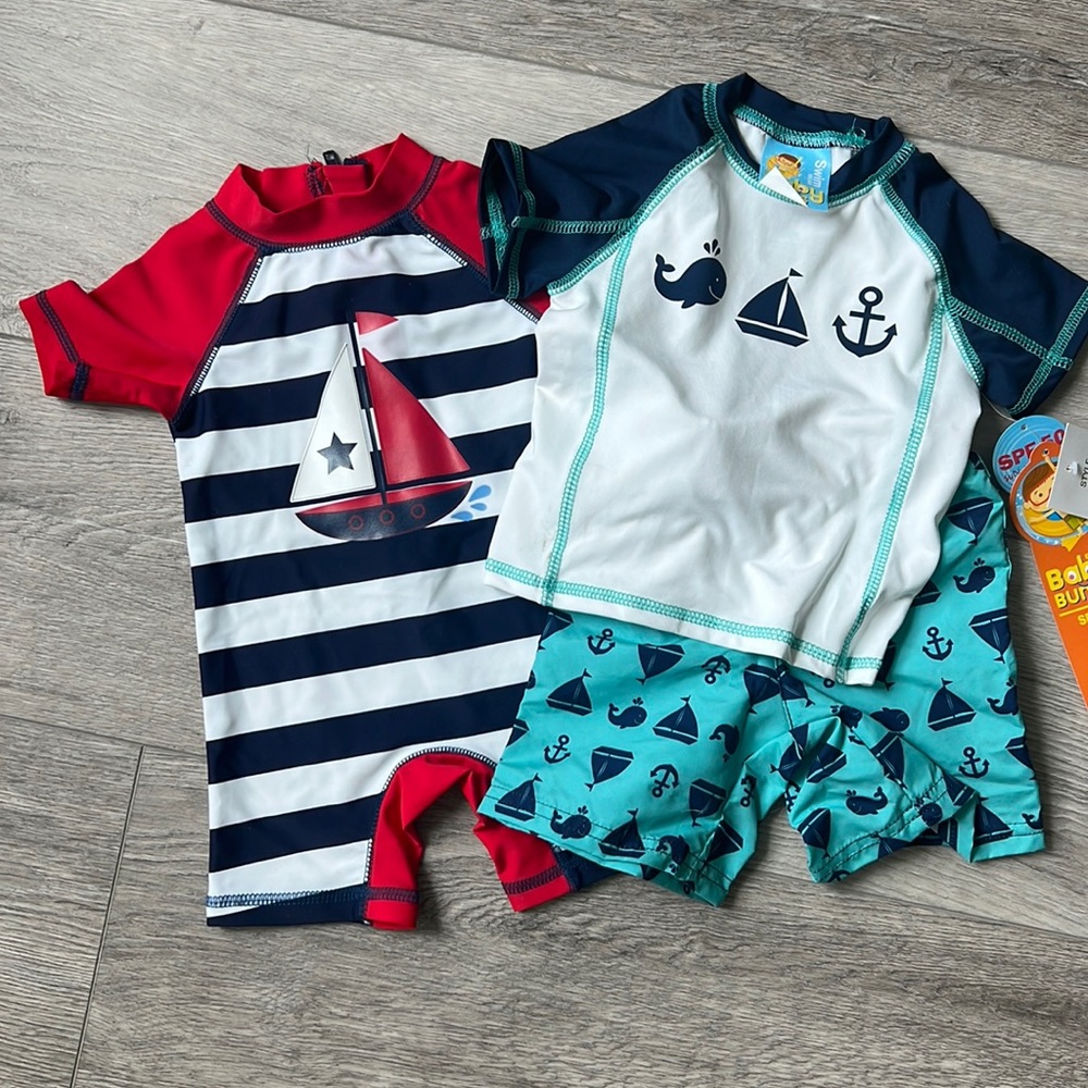Swim shirt and short, swim onsie 6-9 months